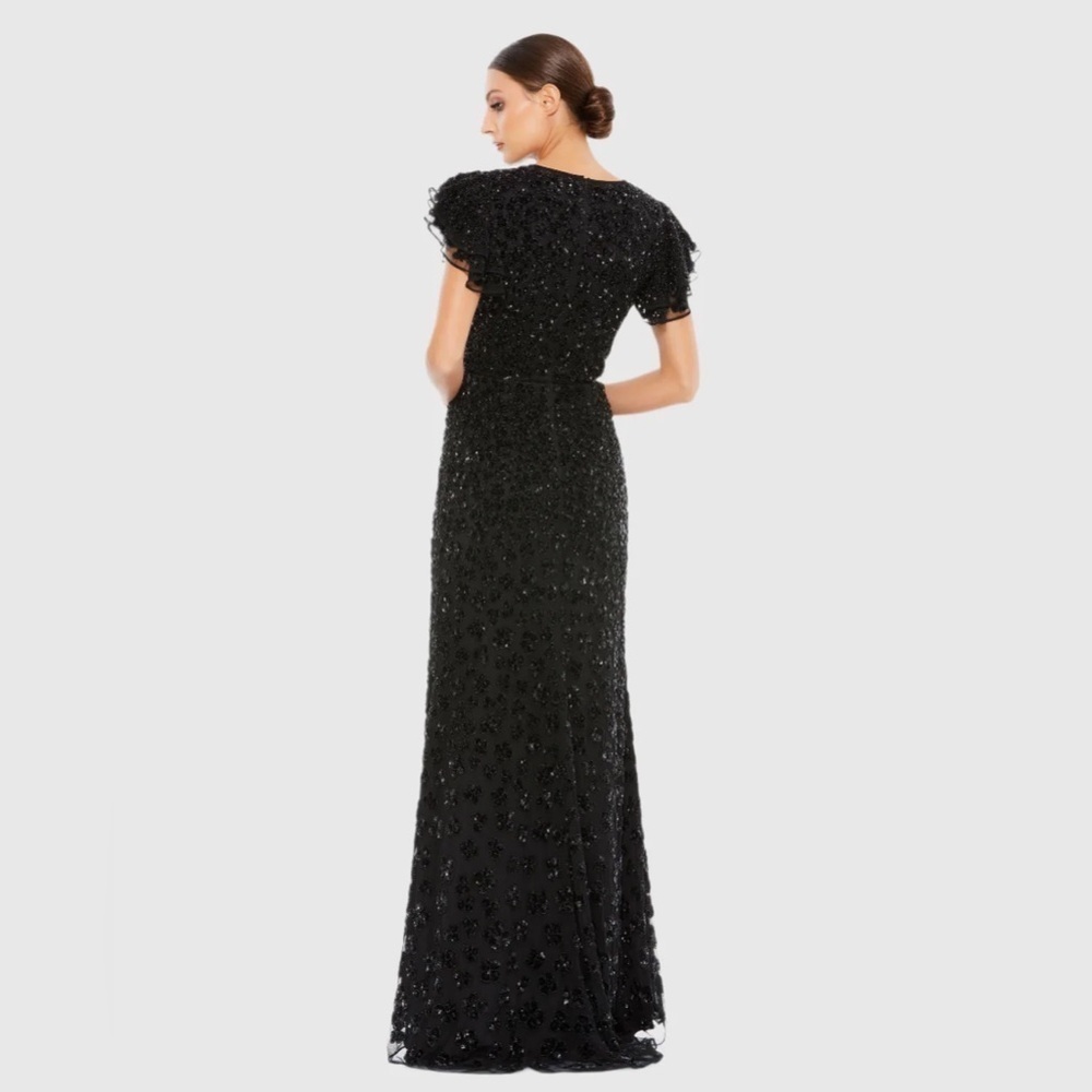 Mac Duggal 10748 NWOT HIGH NECK FLUTTER CAP SLEEVE GOWN - Picture 2 of 7